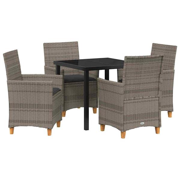 Grote foto vidaxl tuin eetset 5 pcs grijs poly rattan tuin en terras tuinmeubelen
