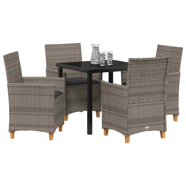 Grote foto vidaxl tuin eetset 5 pcs grijs poly rattan tuin en terras tuinmeubelen