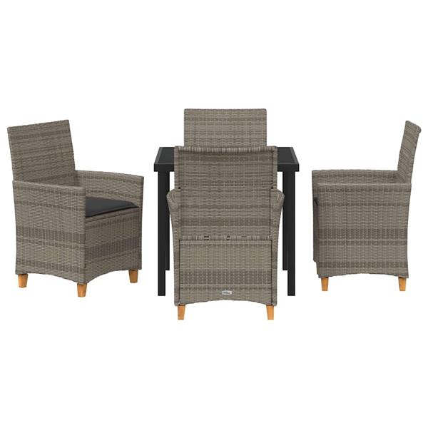 Grote foto vidaxl tuin eetset 5 pcs grijs poly rattan tuin en terras tuinmeubelen