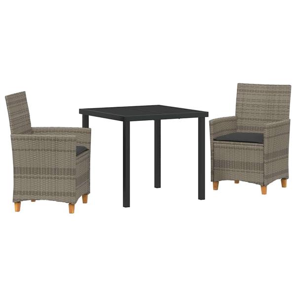 Grote foto vidaxl tuin eetset 3 pcs grijs poly rattan tuin en terras tuinmeubelen