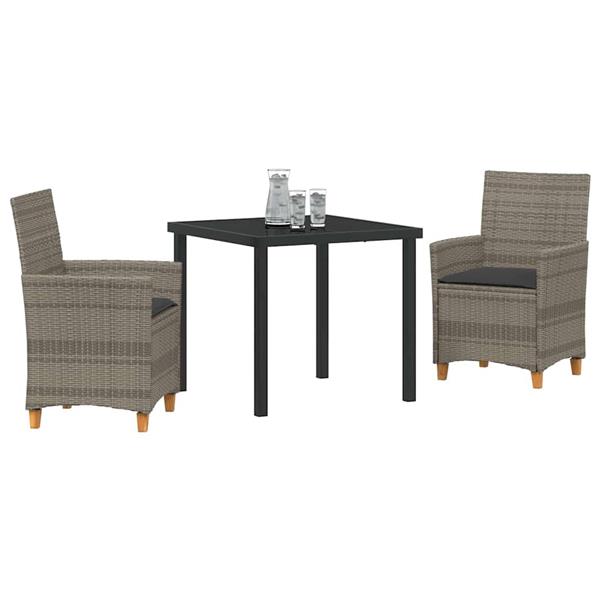 Grote foto vidaxl tuin eetset 3 pcs grijs poly rattan tuin en terras tuinmeubelen