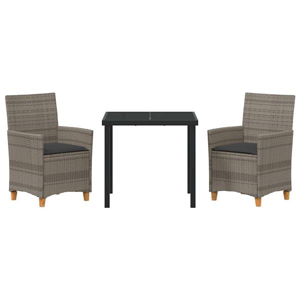 Grote foto vidaxl tuin eetset 3 pcs grijs poly rattan tuin en terras tuinmeubelen