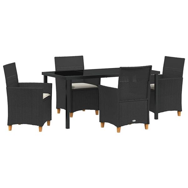 Grote foto vidaxl tuin eetset 5 pcs zwart poly rattan tuin en terras tuinmeubelen