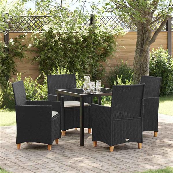 Grote foto vidaxl tuin eetset 5 pcs zwart poly rattan tuin en terras tuinmeubelen