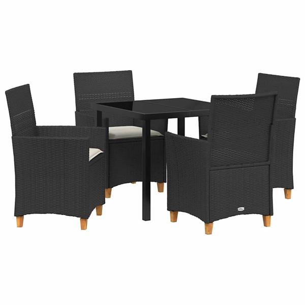 Grote foto vidaxl tuin eetset 5 pcs zwart poly rattan tuin en terras tuinmeubelen