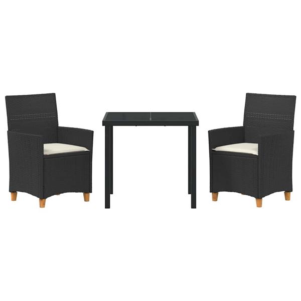 Grote foto vidaxl tuin eetset 3 pcs zwart poly rattan tuin en terras tuinmeubelen