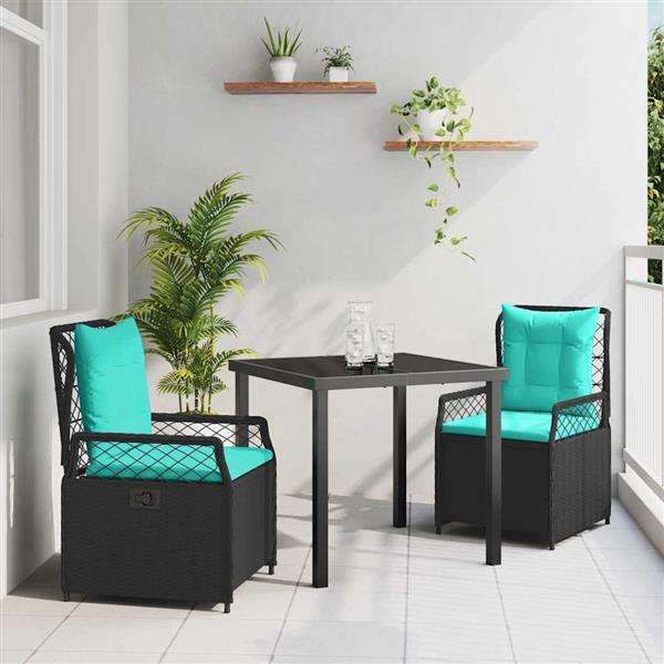 Grote foto vidaxl tuin eetset 3 pcs zwart poly rattan tuin en terras tuinmeubelen