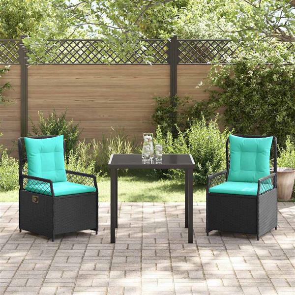 Grote foto vidaxl tuin eetset 3 pcs zwart poly rattan tuin en terras tuinmeubelen
