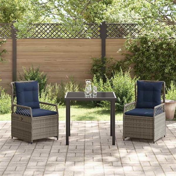 Grote foto vidaxl tuin eetset 3 pcs grijs poly rattan tuin en terras tuinmeubelen