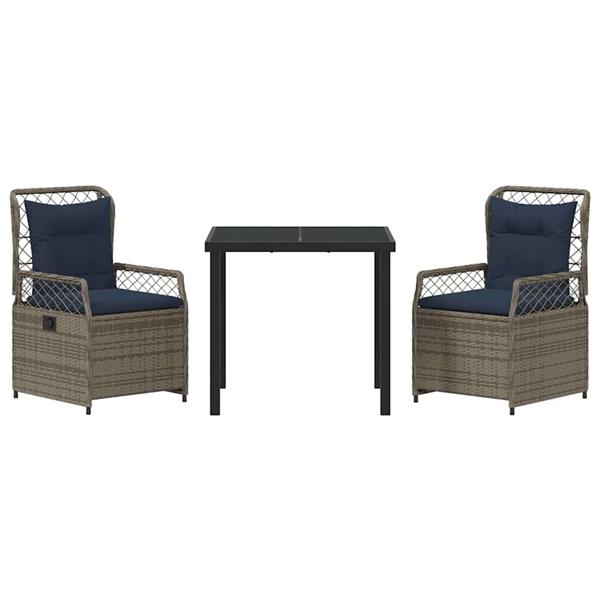 Grote foto vidaxl tuin eetset 3 pcs grijs poly rattan tuin en terras tuinmeubelen