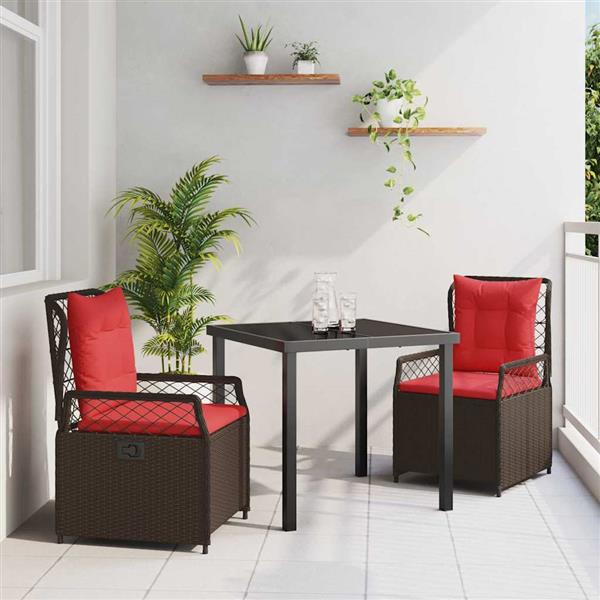 Grote foto vidaxl tuin eetset 3 pcs bruin poly rattan tuin en terras tuinmeubelen