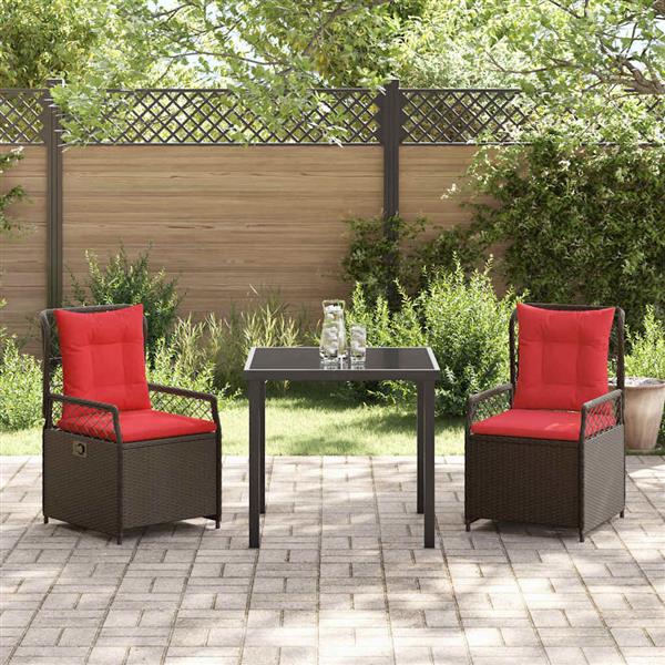 Grote foto vidaxl tuin eetset 3 pcs bruin poly rattan tuin en terras tuinmeubelen