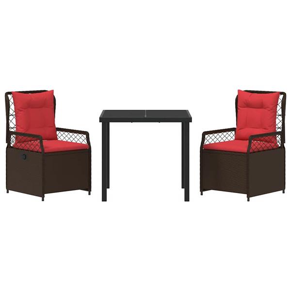 Grote foto vidaxl tuin eetset 3 pcs bruin poly rattan tuin en terras tuinmeubelen