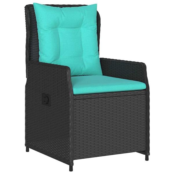 Grote foto vidaxl tuin eetset 3 pcs zwart poly riet tuin en terras tuinmeubelen