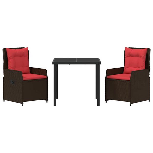 Grote foto vidaxl tuin eetset 3 pcs bruin poly riet tuin en terras tuinmeubelen