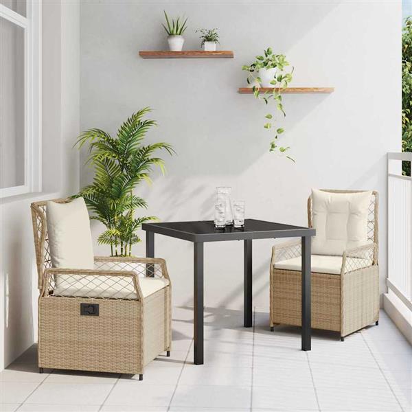 Grote foto vidaxl tuin eetset 3 pcs beige poly rattan tuin en terras tuinmeubelen