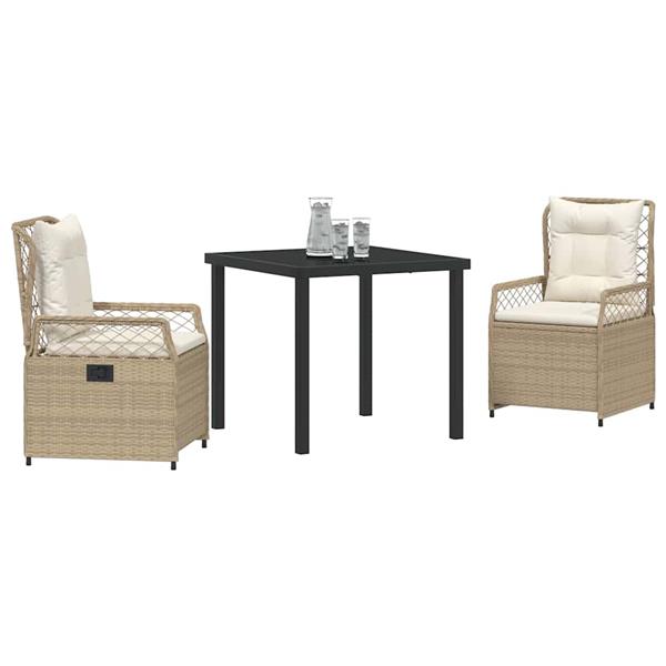 Grote foto vidaxl tuin eetset 3 pcs beige poly rattan tuin en terras tuinmeubelen