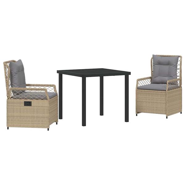 Grote foto vidaxl tuin eetset 3 pcs beige poly rattan tuin en terras tuinmeubelen