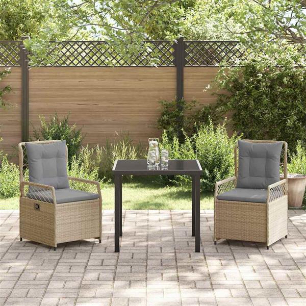Grote foto vidaxl tuin eetset 3 pcs beige poly rattan tuin en terras tuinmeubelen