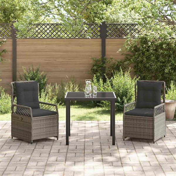 Grote foto vidaxl tuin eetset 3 pcs grijs poly rattan tuin en terras tuinmeubelen