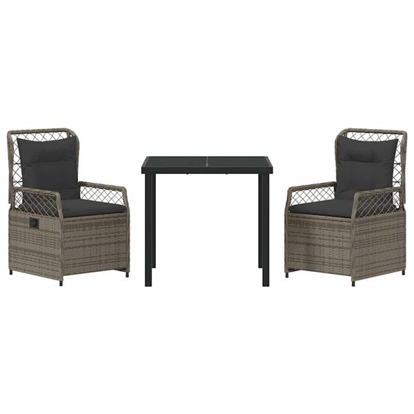 Grote foto vidaxl tuin eetset 3 pcs grijs poly rattan tuin en terras tuinmeubelen