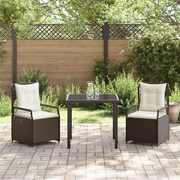 Grote foto vidaxl tuin eetset 3 pcs bruin poly rattan tuin en terras tuinmeubelen