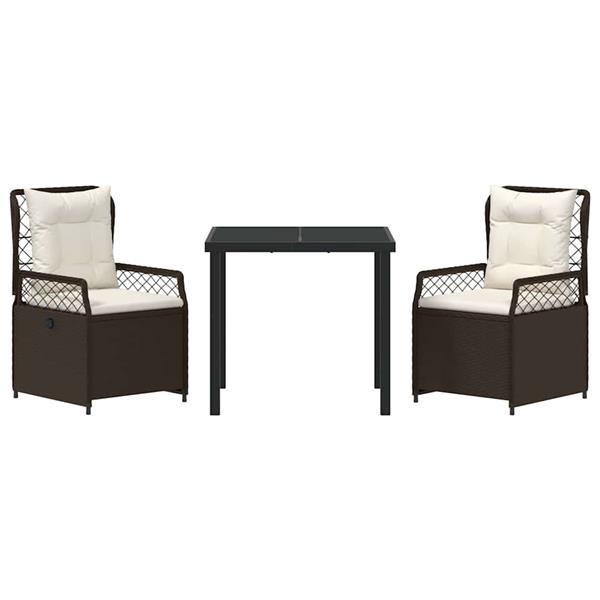 Grote foto vidaxl tuin eetset 3 pcs bruin poly rattan tuin en terras tuinmeubelen