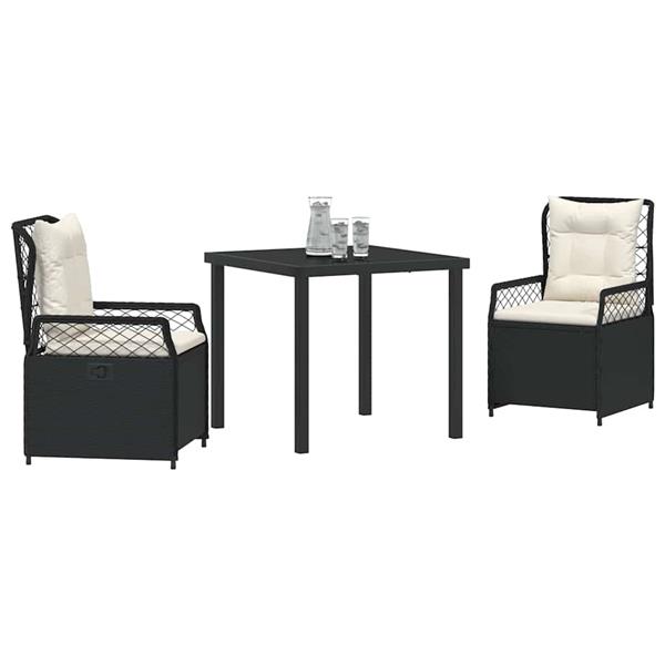 Grote foto vidaxl tuin eetset 3 pcs zwart poly rattan tuin en terras tuinmeubelen