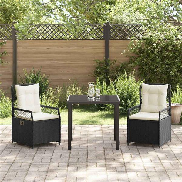 Grote foto vidaxl tuin eetset 3 pcs zwart poly rattan tuin en terras tuinmeubelen