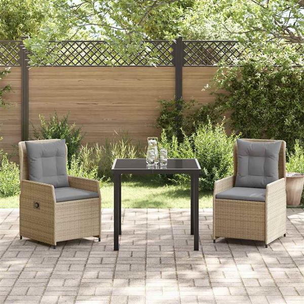 Grote foto vidaxl tuin eetset 3 pcs beige poly rattan tuin en terras tuinmeubelen