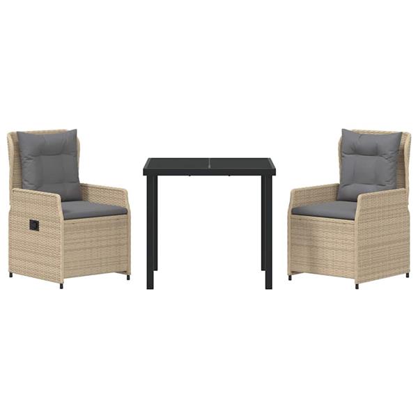 Grote foto vidaxl tuin eetset 3 pcs beige poly rattan tuin en terras tuinmeubelen