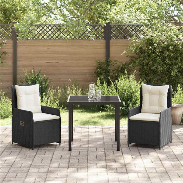 Grote foto vidaxl tuin eetset 3 pcs zwart poly rattan tuin en terras tuinmeubelen