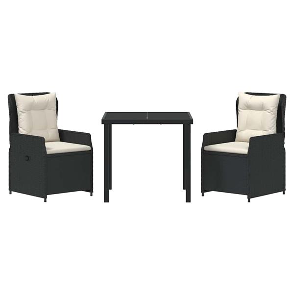 Grote foto vidaxl tuin eetset 3 pcs zwart poly rattan tuin en terras tuinmeubelen