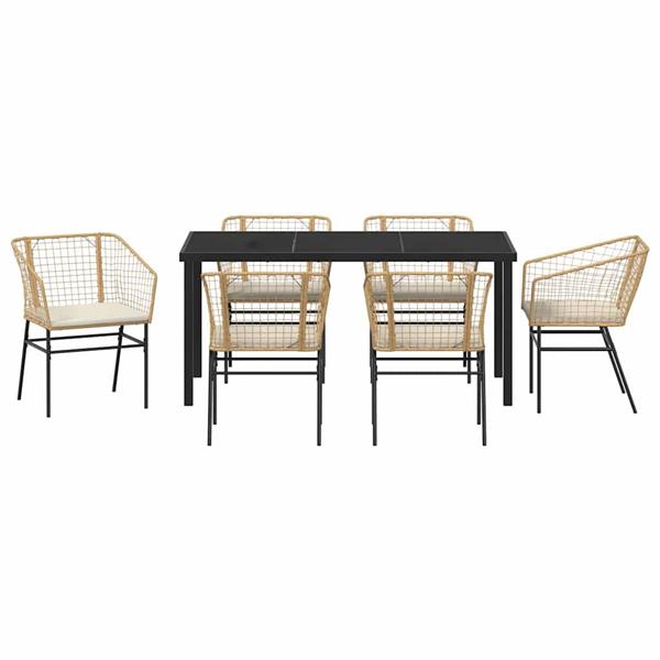 Grote foto vidaxl tuin eetset 7 pcs bruin poly rattan tuin en terras tuinmeubelen