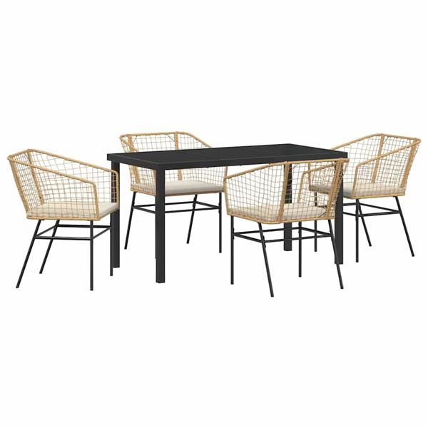 Grote foto vidaxl tuin eetset 5 pcs bruin poly rattan tuin en terras tuinmeubelen