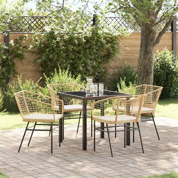Grote foto vidaxl tuin eetset 5 pcs bruin poly rattan tuin en terras tuinmeubelen