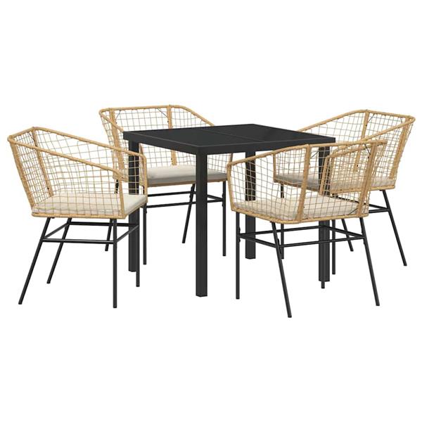 Grote foto vidaxl tuin eetset 5 pcs bruin poly rattan tuin en terras tuinmeubelen