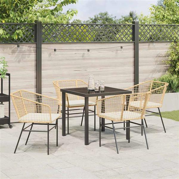Grote foto vidaxl tuin eetset 5 pcs bruin poly rattan tuin en terras tuinmeubelen