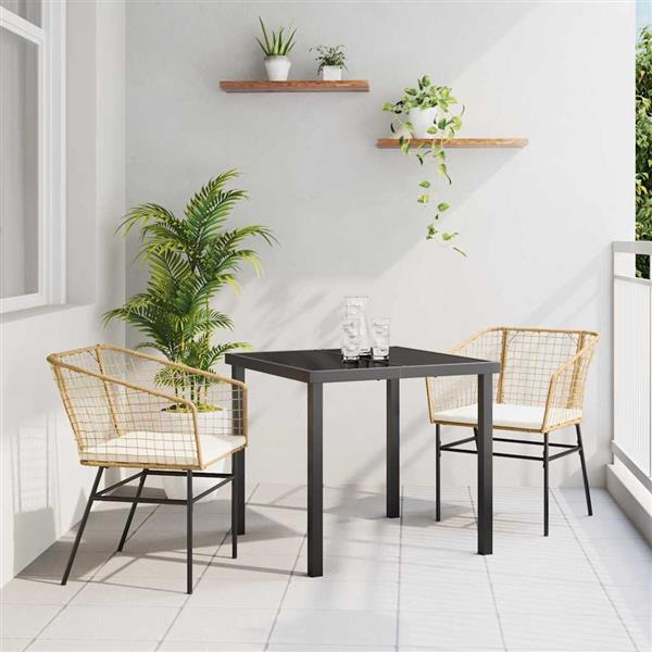 Grote foto vidaxl tuin eetset 3 pcs bruin poly rattan tuin en terras tuinmeubelen