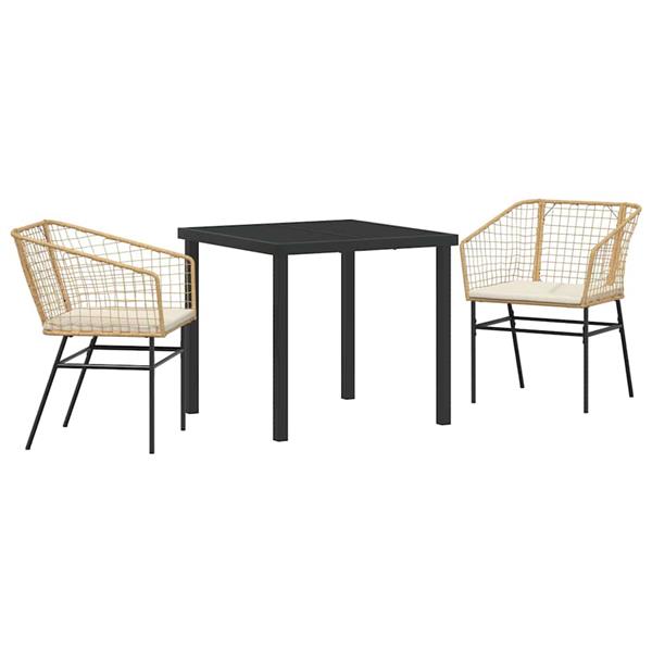 Grote foto vidaxl tuin eetset 3 pcs bruin poly rattan tuin en terras tuinmeubelen