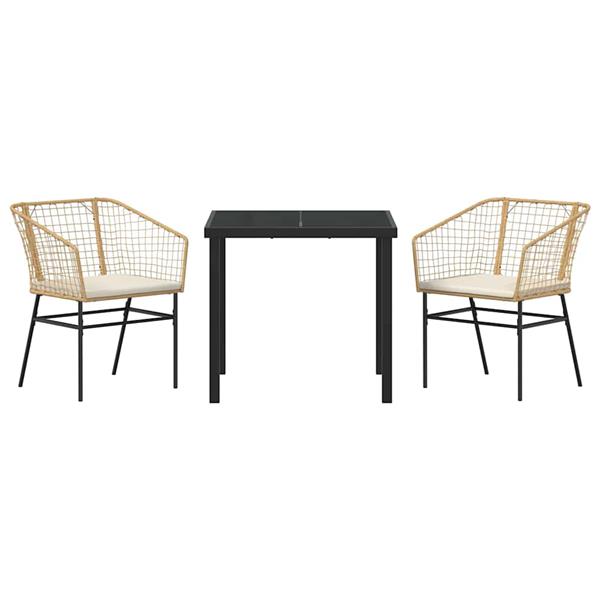 Grote foto vidaxl tuin eetset 3 pcs bruin poly rattan tuin en terras tuinmeubelen