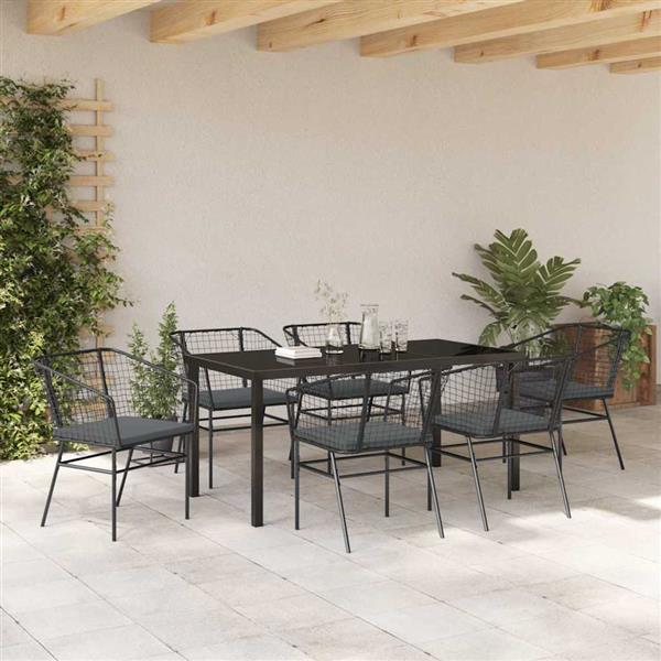 Grote foto vidaxl tuin eetset 7 pcs zwart poly rattan tuin en terras tuinmeubelen