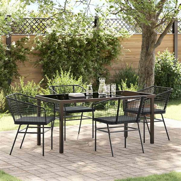 Grote foto vidaxl tuin eetset 5 pcs zwart poly rattan tuin en terras tuinmeubelen