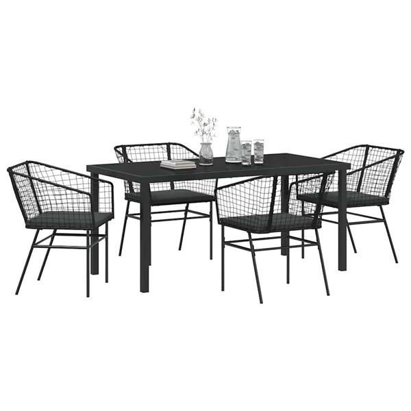 Grote foto vidaxl tuin eetset 5 pcs zwart poly rattan tuin en terras tuinmeubelen