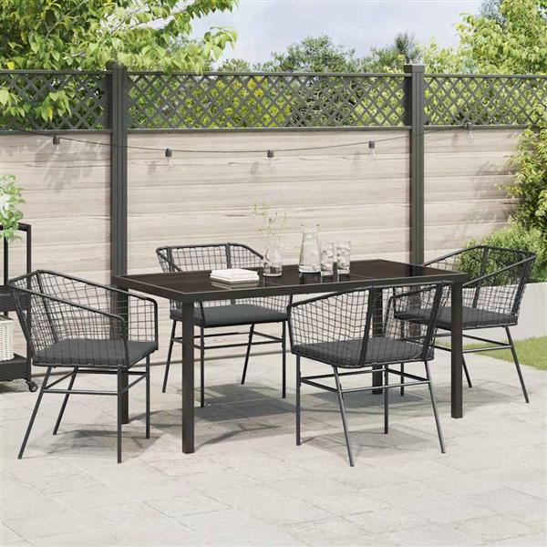 Grote foto vidaxl tuin eetset 5 pcs zwart poly rattan tuin en terras tuinmeubelen