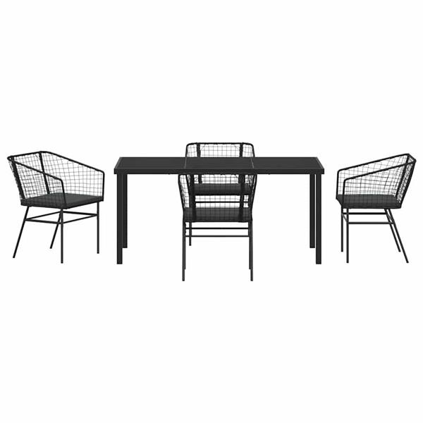 Grote foto vidaxl tuin eetset 5 pcs zwart poly rattan tuin en terras tuinmeubelen