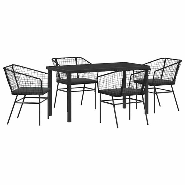 Grote foto vidaxl tuin eetset 5 pcs zwart poly rattan tuin en terras tuinmeubelen