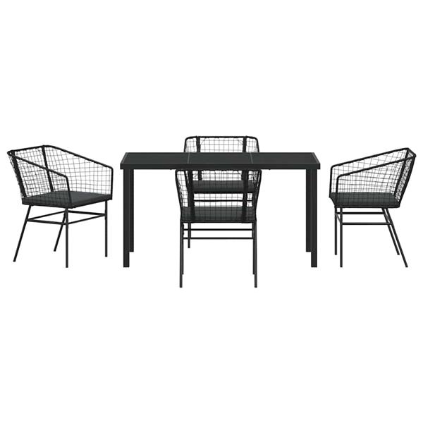 Grote foto vidaxl tuin eetset 5 pcs zwart poly rattan tuin en terras tuinmeubelen