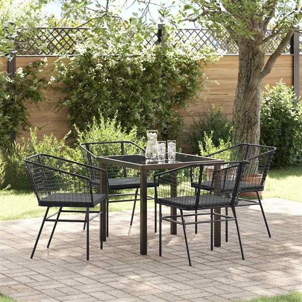 Grote foto vidaxl tuin eetset 5 pcs zwart poly rattan tuin en terras tuinmeubelen