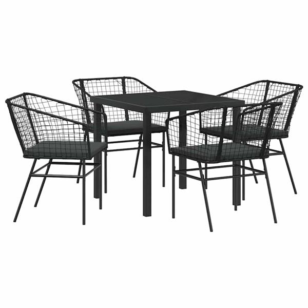 Grote foto vidaxl tuin eetset 5 pcs zwart poly rattan tuin en terras tuinmeubelen